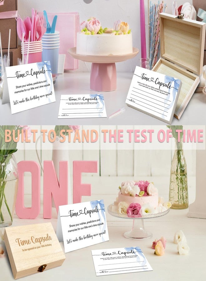 Crocothemis Time Capsule Box 1st Birthday, Baby Time Capsule Box for First Birthday Party Games, Set of 50 Wishes Card Gifts Keepaske Decorations for Baby(Blue Bow) -A04 - Image 5
